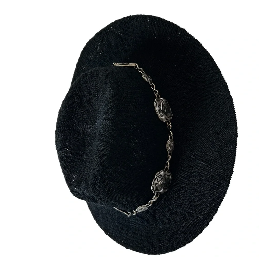 Black Floppy Hat with Silver Metal Accents + Belt Detail